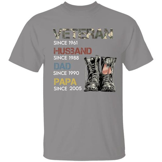 Veteran Husband Dad Papa Personalized T-shirt For Papa Dad Grandpa