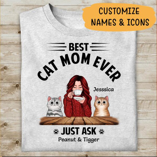 Best Cat Mom Ever Personalized T-shirt Family Custom Shirt, Gift For Mom