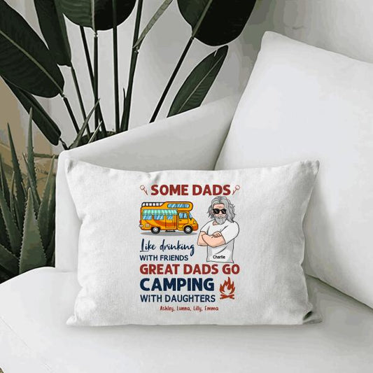 Great Dads Go CampingWith Daughters Personalized Gift Canvas Throw Pillow