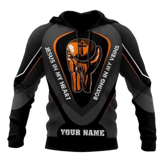 Custom Name Jesus In My Heart, Boxing In My Veins 3D All Over Printed Unisex Shirt