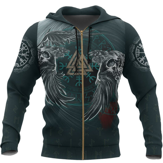 Viking Hoodie Ravens Skull Tattoo HP261210 - Amaze Style™-Apparel