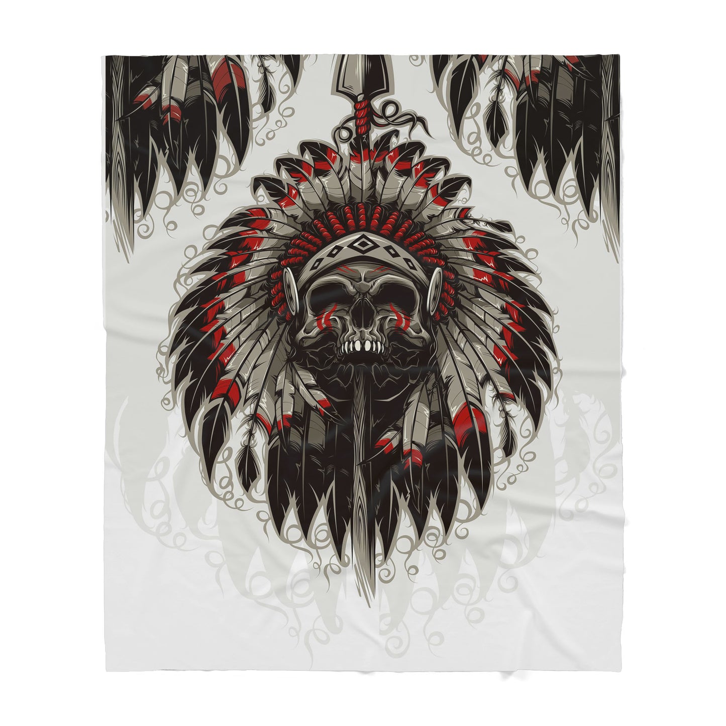 Skull Native American Sherpa Blanket