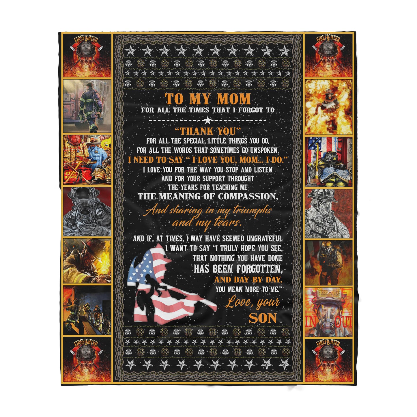Firefighter Love Mom Sherpa Blanket - Best gift for Mother day