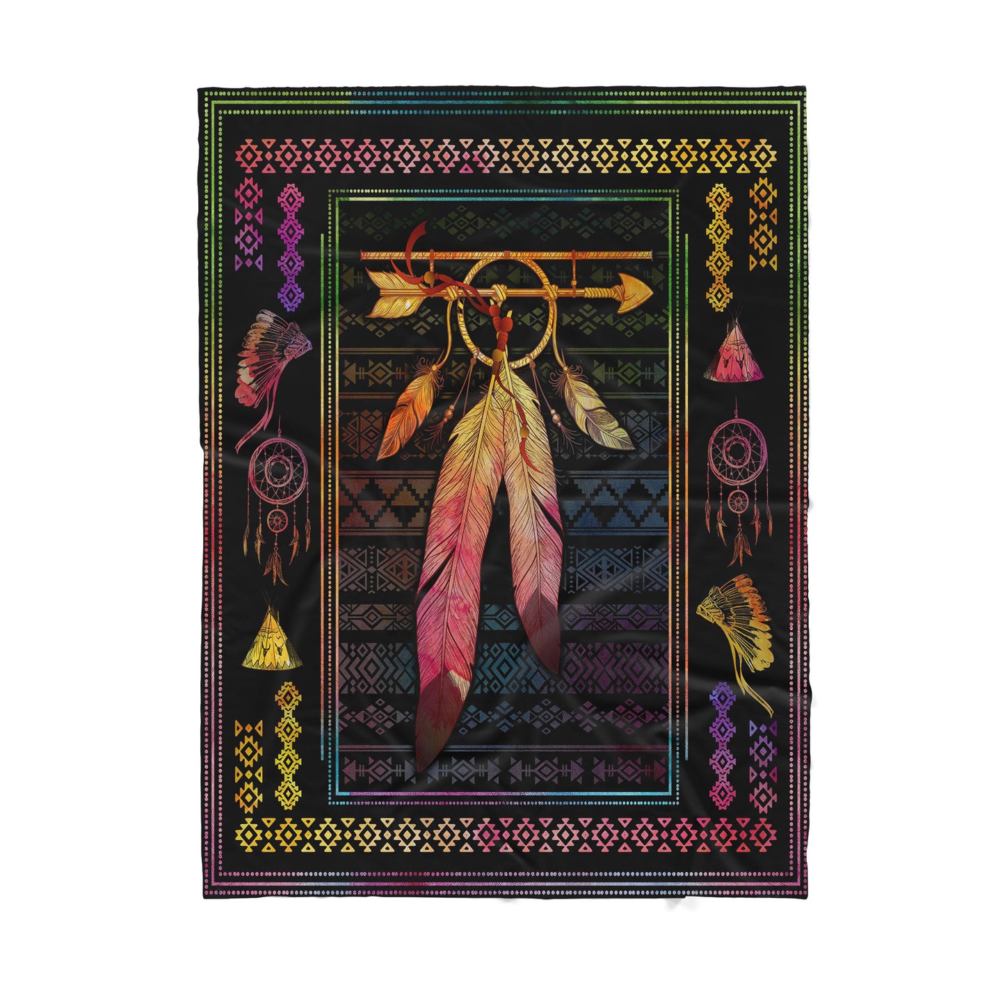 Custom Sherpa Blanket Native American Feather Dreamcatcher Best Gift For Christmas MEI