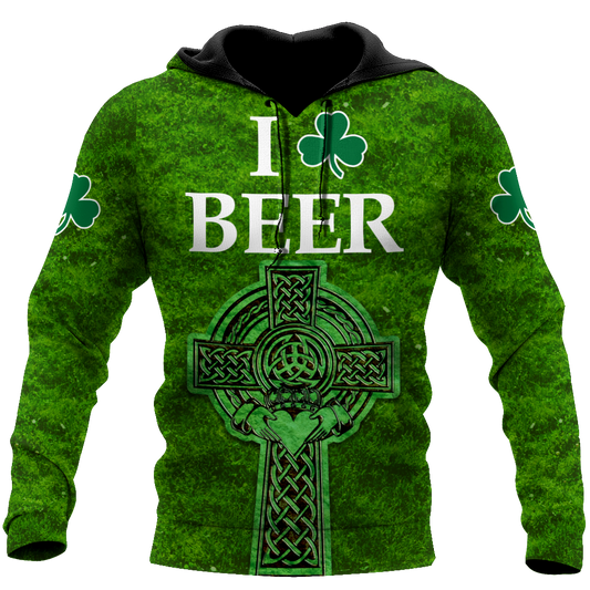 I Love Beer St.Patrick Day 3D Hoodie Shirt For Men And Women LAM