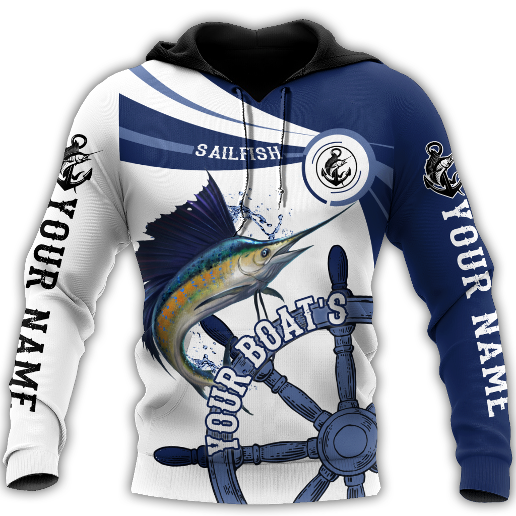 Custom name Sailfish fishing boat team Catch and Release 3D Design print shirts
