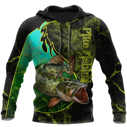 Northern Pike fishing underwater Yinyang camo 3d print shirts