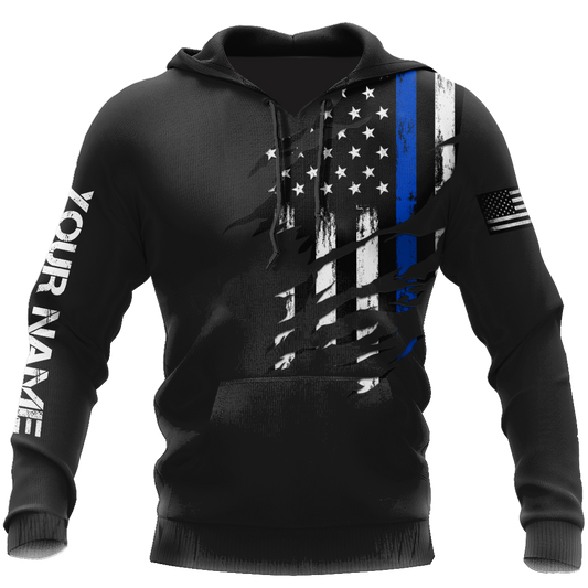 Thin Blue Line apparel US Law Enforcement custom name design 3d print shirts