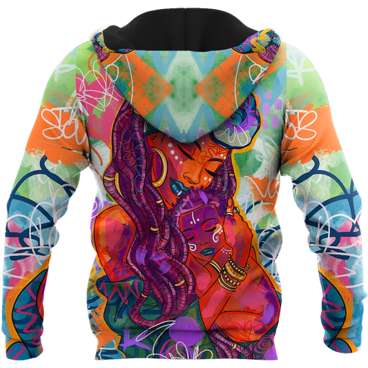 African Strong Mom And Son Unisex Deluxe Hoodie ML