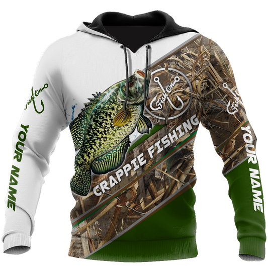 Custom name Crappie Fishing camo 3D print shirts