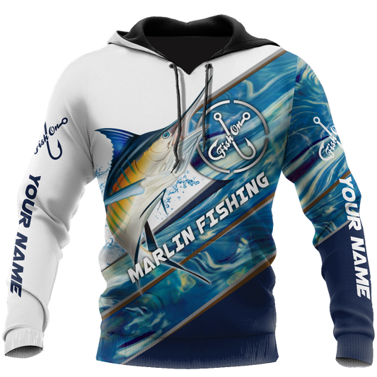 Custom name Marlin Fishing camo 3D print shirts