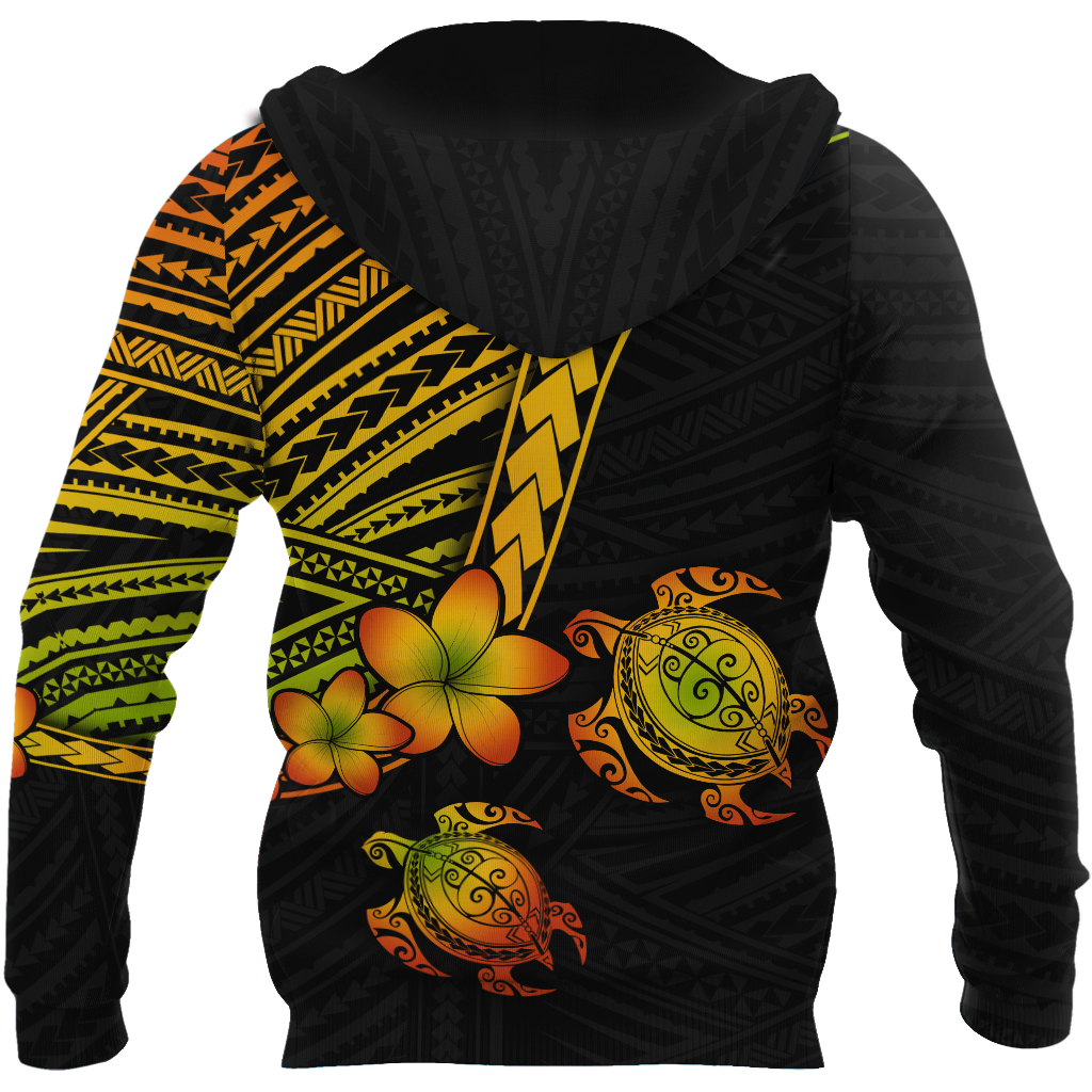 Polynesian Habiscus Turtle Hawaii 3D Unisex Hoodie