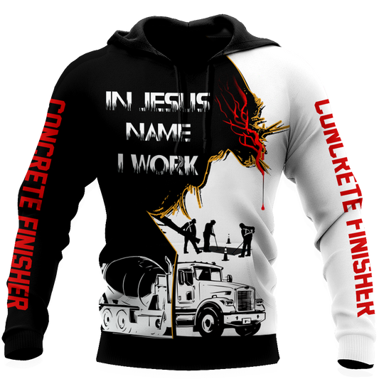 Concrete Finisher In Jesus Name I Work Black White 3D printed shirts