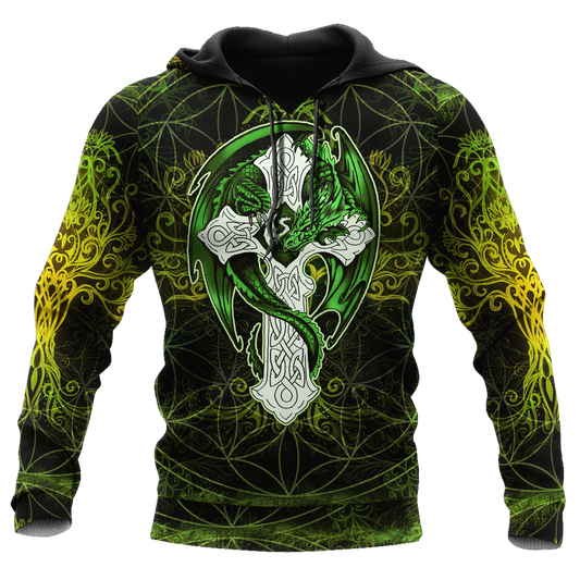 Celtic Dragon Cross Irish Saint Patrick's Day 3D All Over Printed Unisex Shirts TN