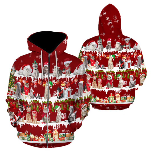 All Cat Breeds Christmas unisex 3d all over printed shirts