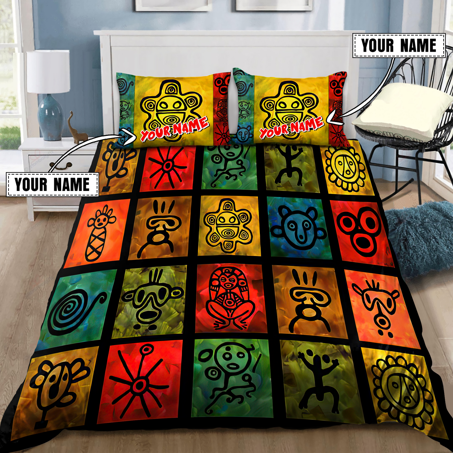 Customize Name Puerto Rico Symbols Bedding Set