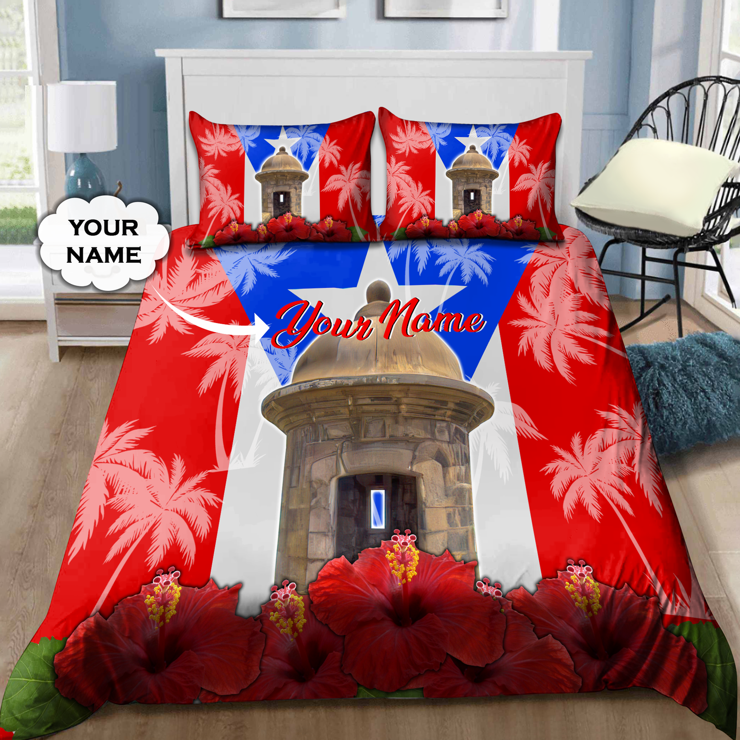 Customize Name Puerto Rico Bedding Set