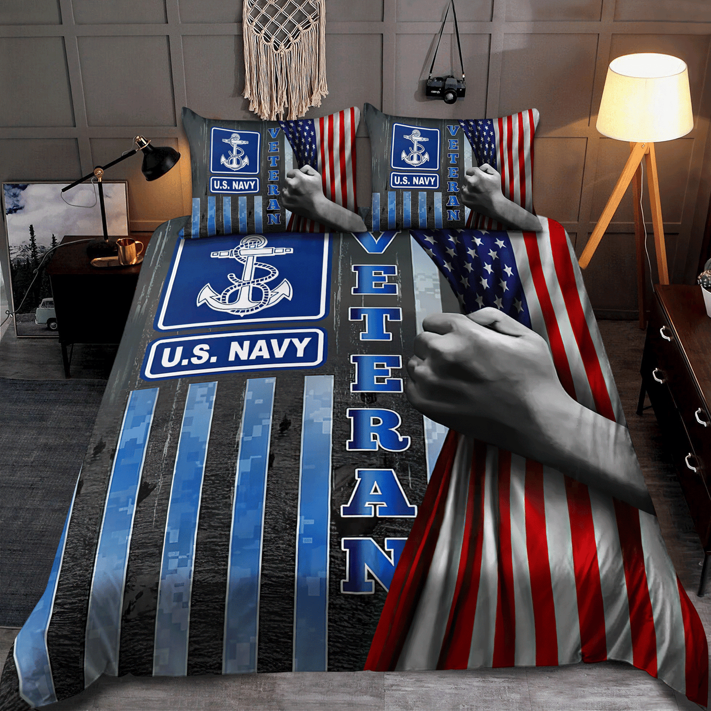 US Navy Veteran Bedding Set Proud Military