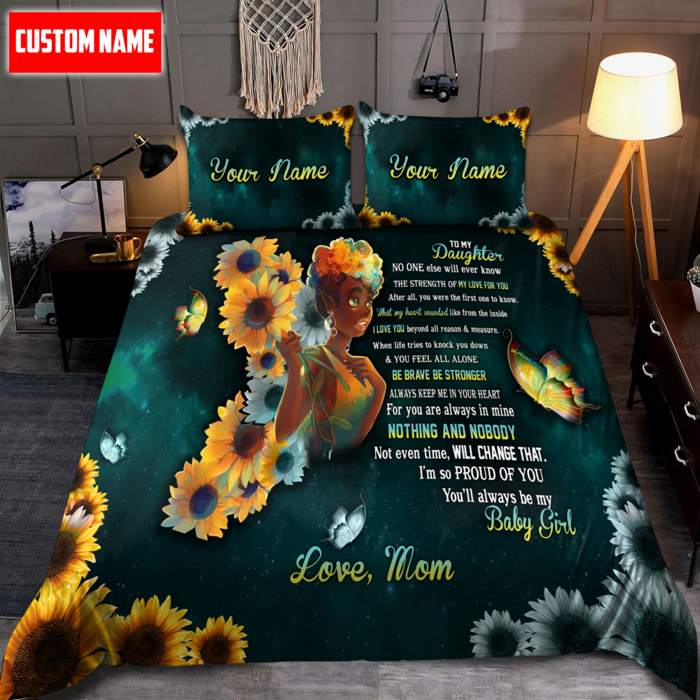 To My Daughter Black Girl Custom Name Duvet Cover Set Bedding Set