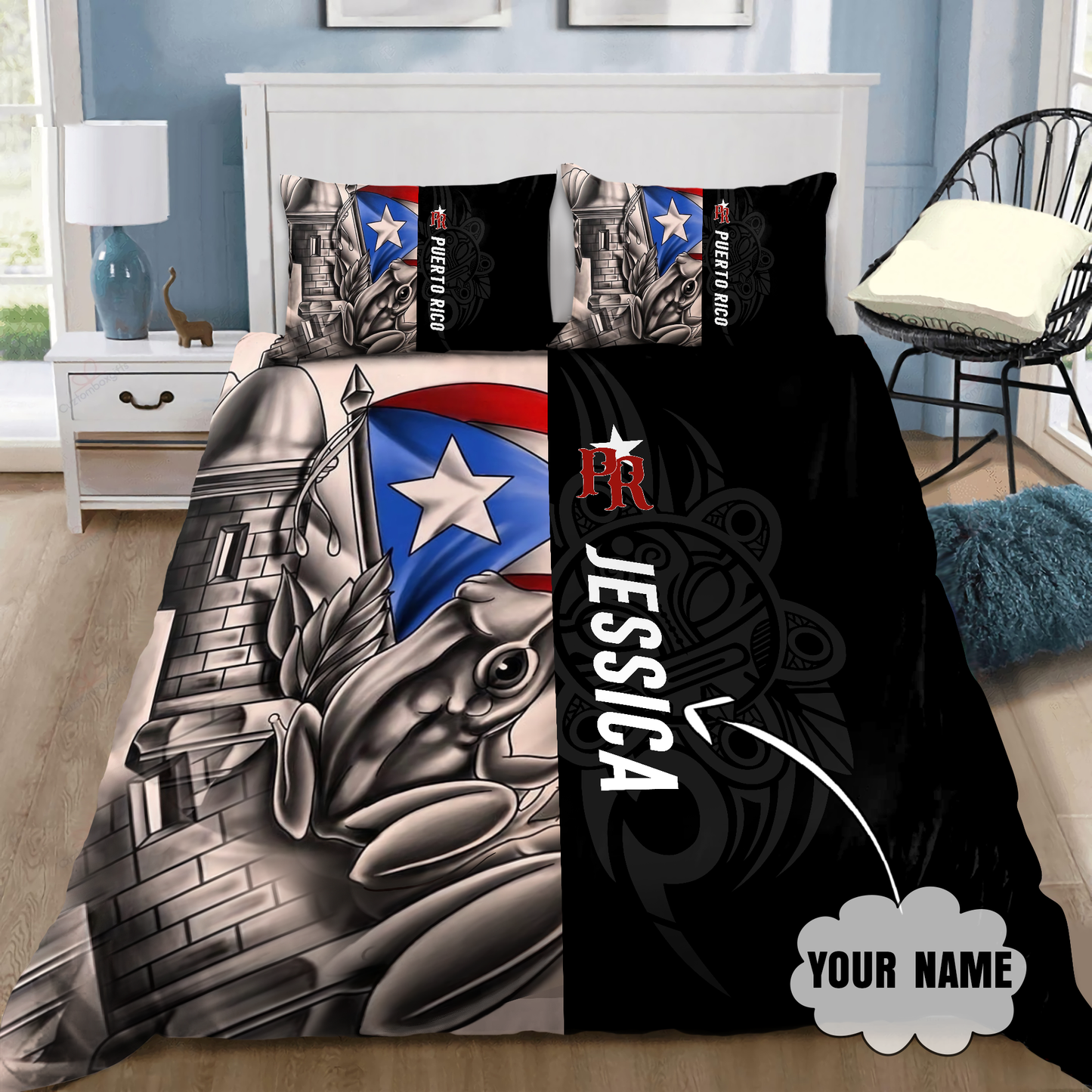 Customize Name Common Coquí Puerto Rico Bedding Set