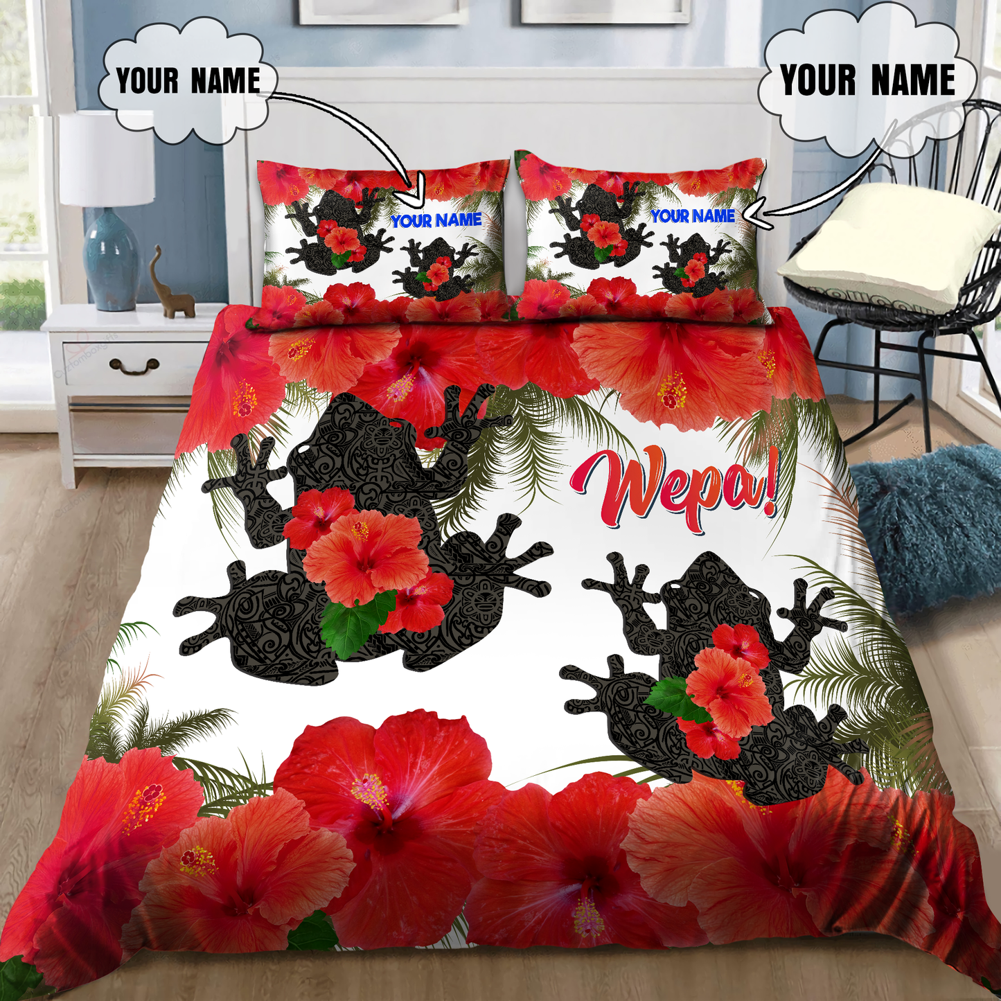 Customize Name Coqui and Maga Puerto Rico Bedding Set