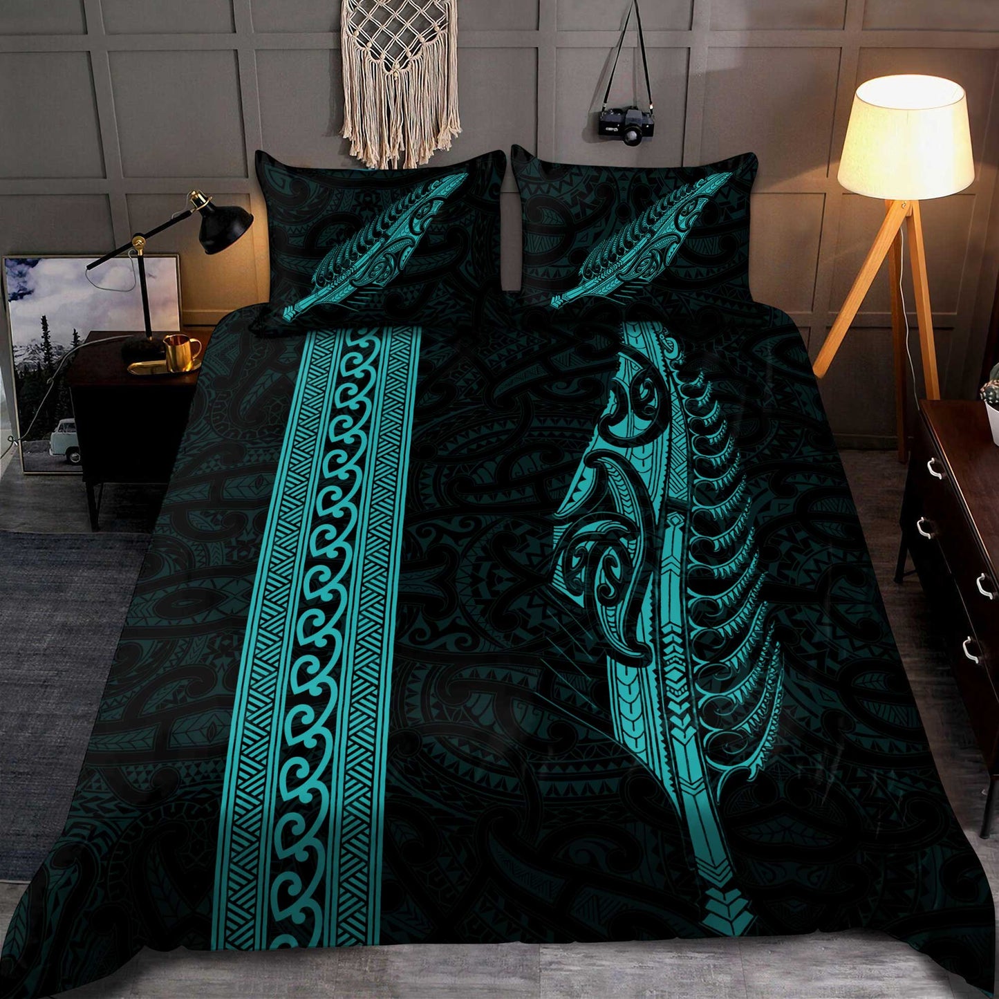 Maori Silver Fern Turquoise Aotearoa Bedding Set AM15072104.S2