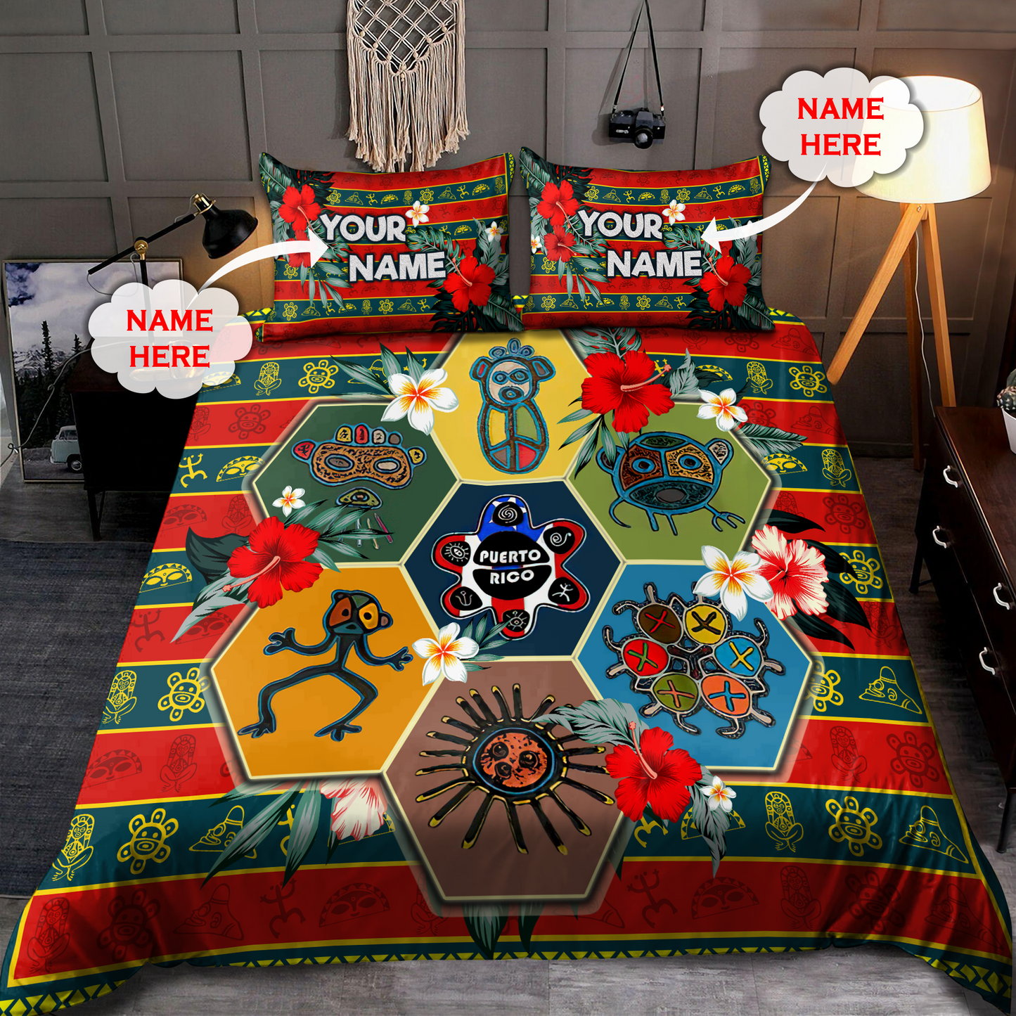 Customize Name Puerto Rico Bedding Set