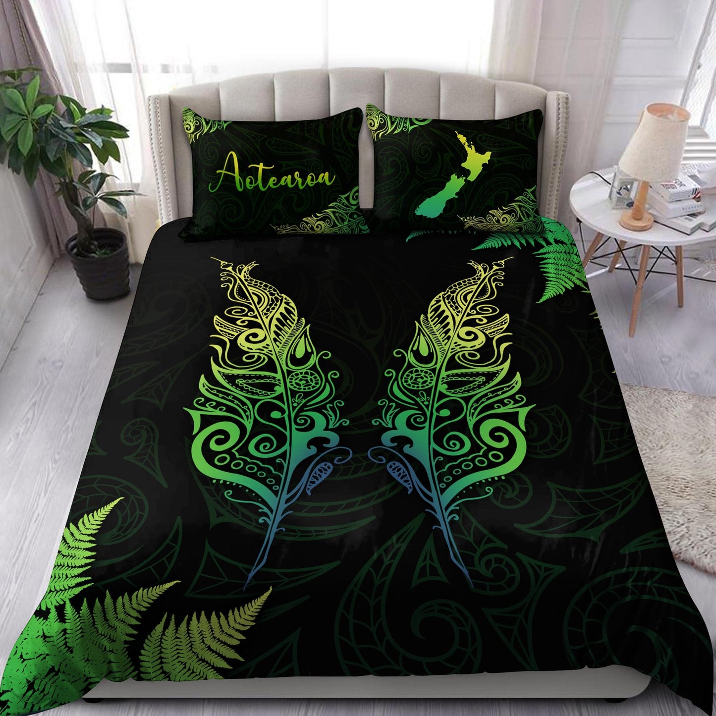 New Zealand Aotearoa Light Silver Fern Bedding Set ML