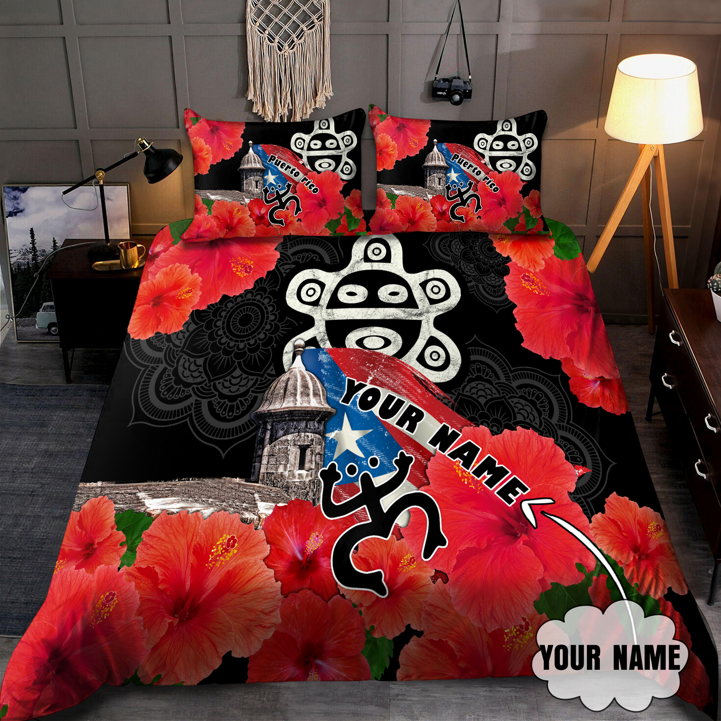 Customize Name Sol Taino Puerto Rico Bedding Set