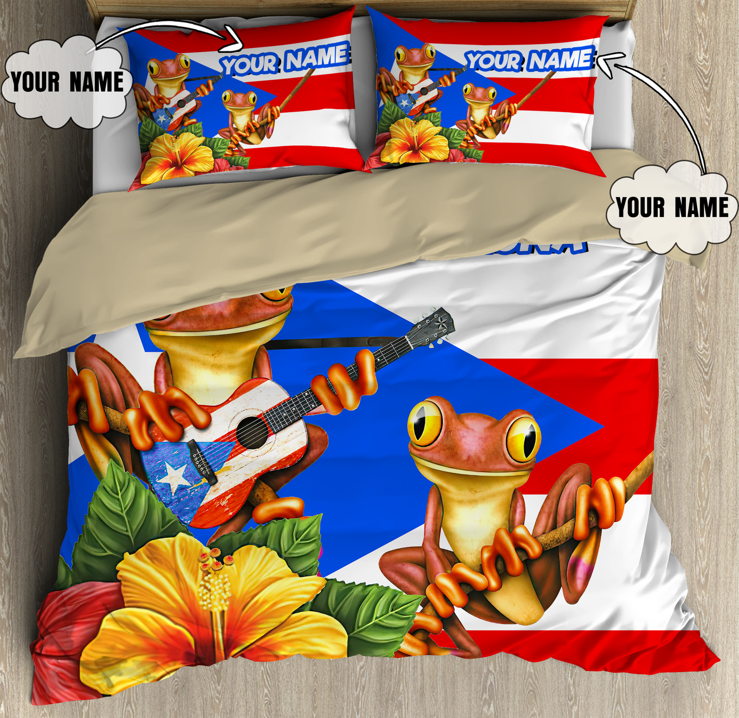 Customize Name Maga Coqui Puerto Rico Bedding Set