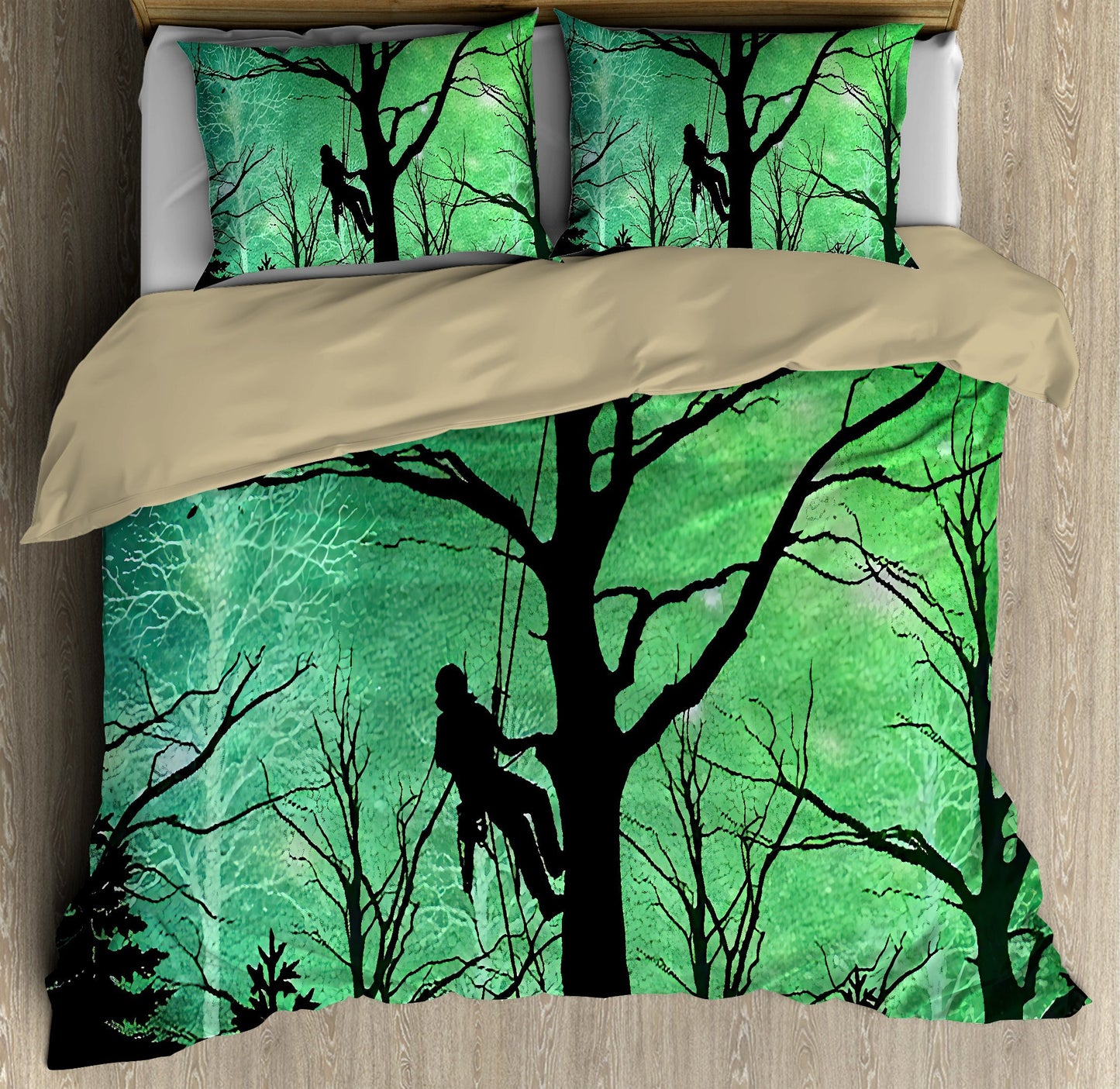 Premium All Over Printed Green Arborist Logger Lumberjack In Jesus Name I Work Bedding Set MEI
