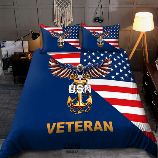 US Navy Veteran Eagle Bedding Set Proud Military