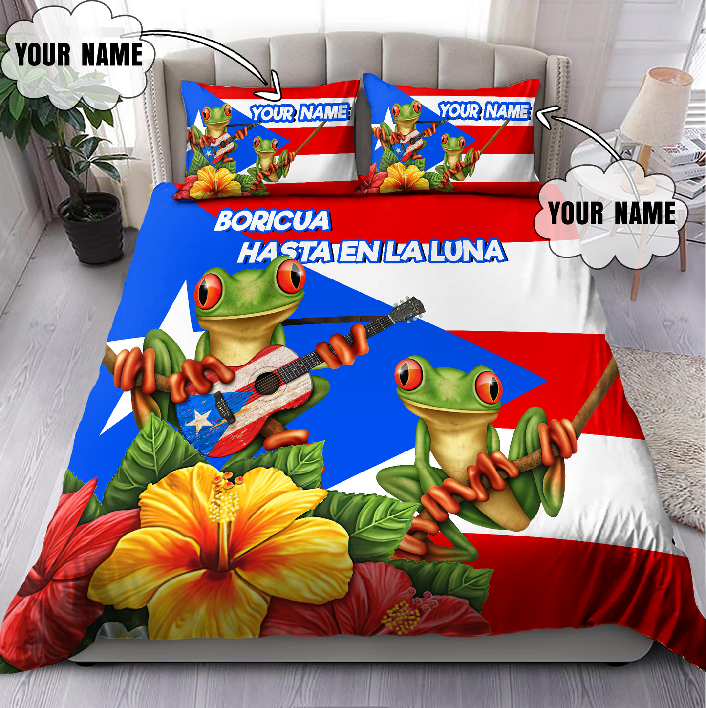 Customize Name Coqui Puerto Rico Bedding Set