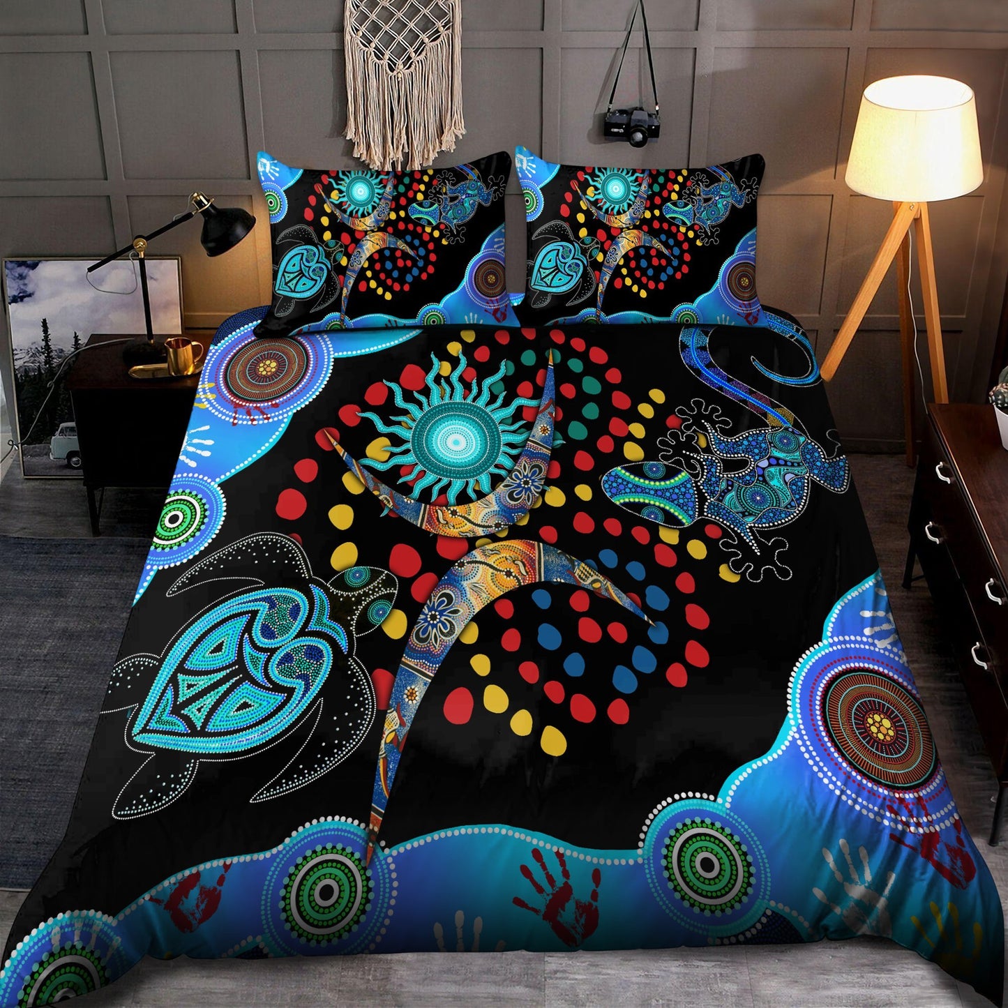 Aboriginal Naidoc Week 2021 Blue Turtle Lizard Bedding set
