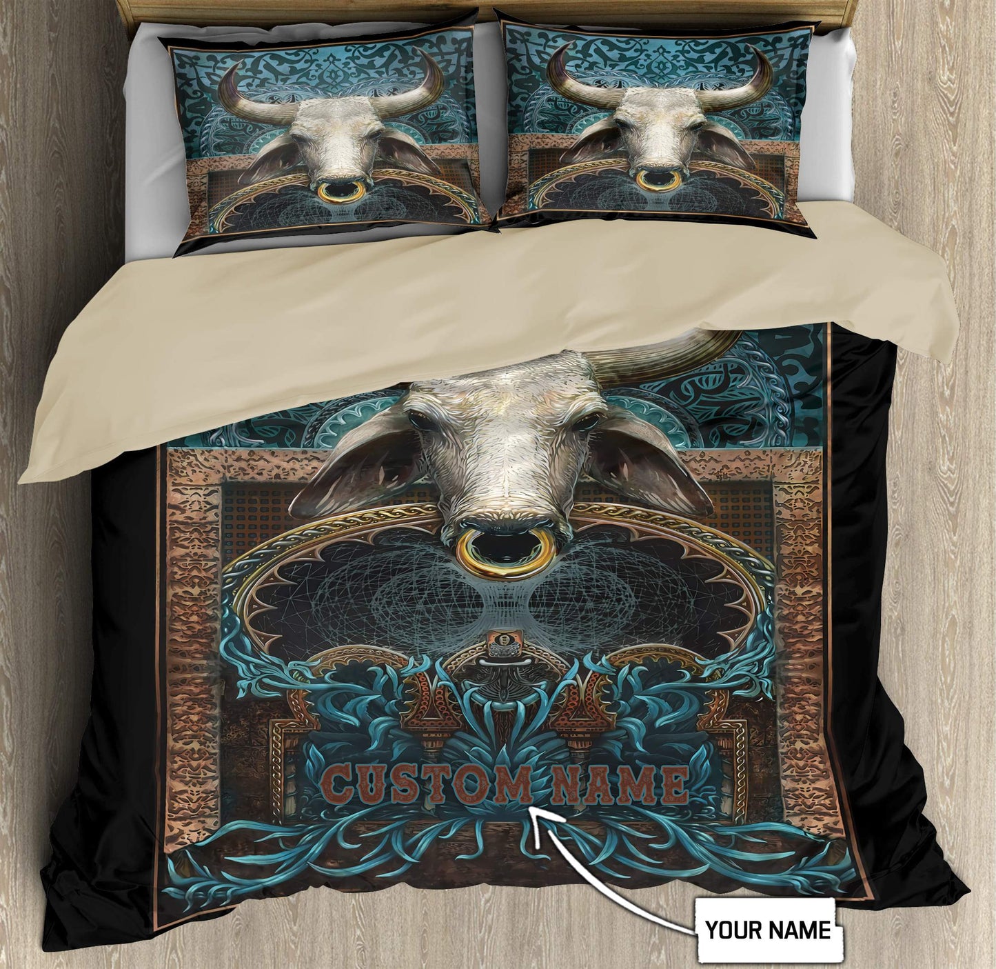 Personalized Name Rodeo Bedding Set Love Bull
