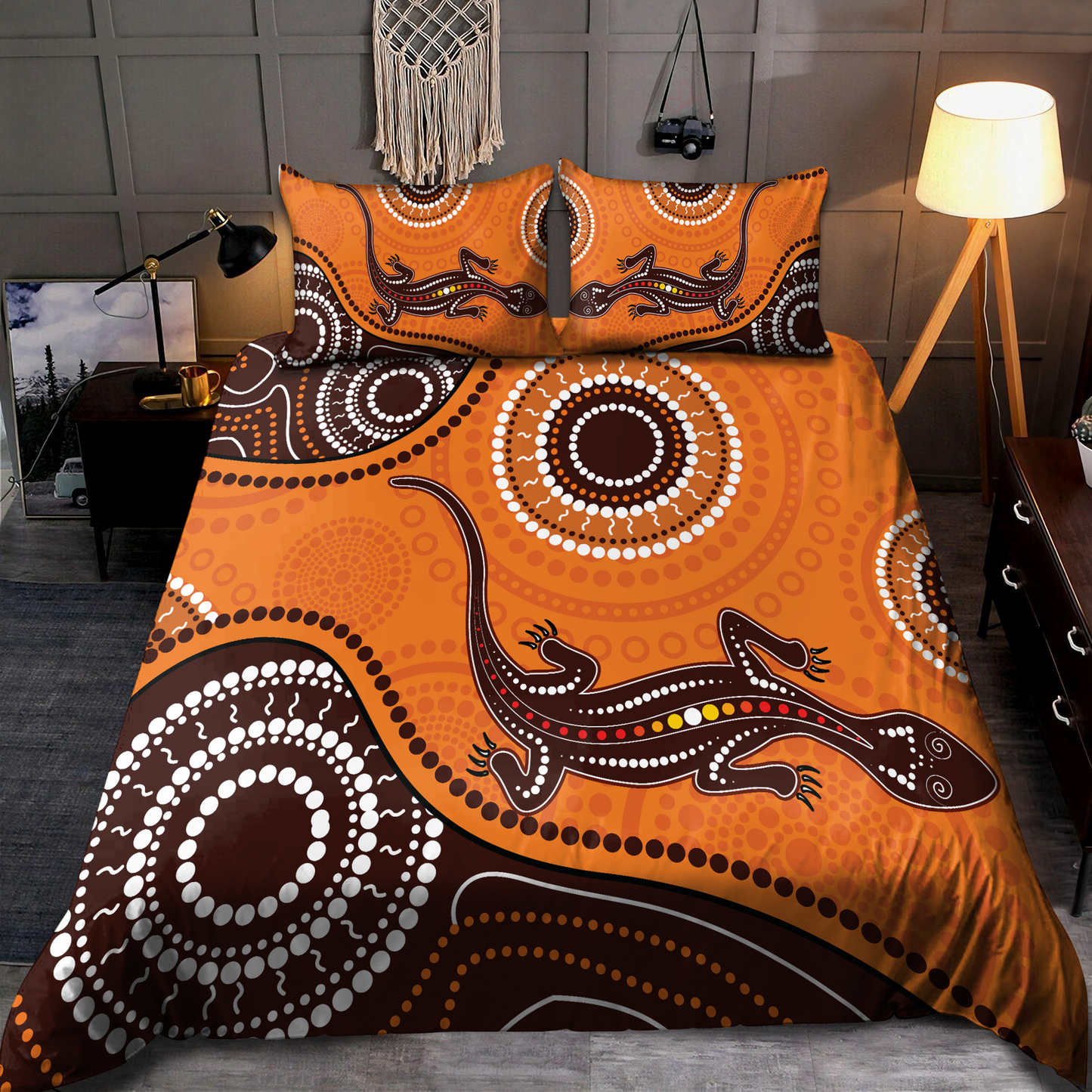 Aboriginal Indigenous Lizard Vintage Bedding Set TN