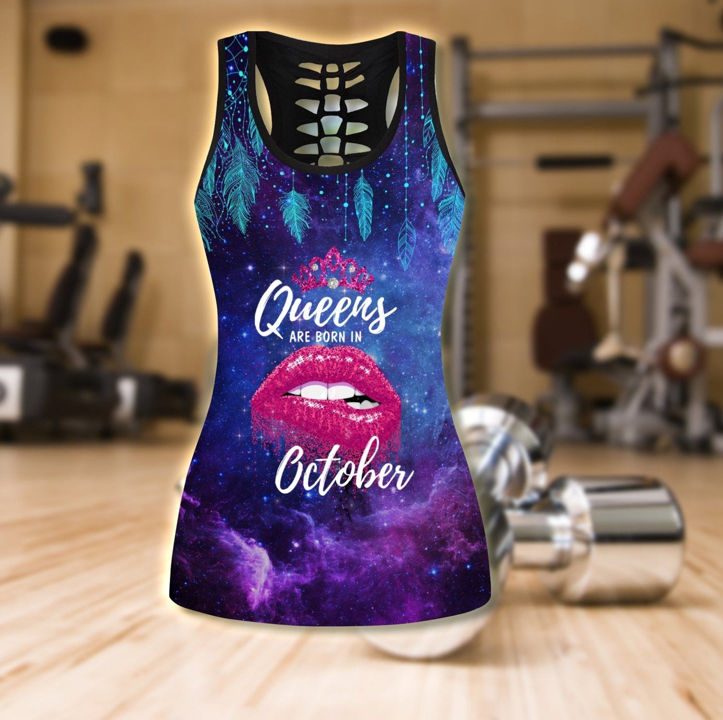 Queens are born in October Galaxy combo legging+tank TR2405210S - Amaze Style™-Apparel