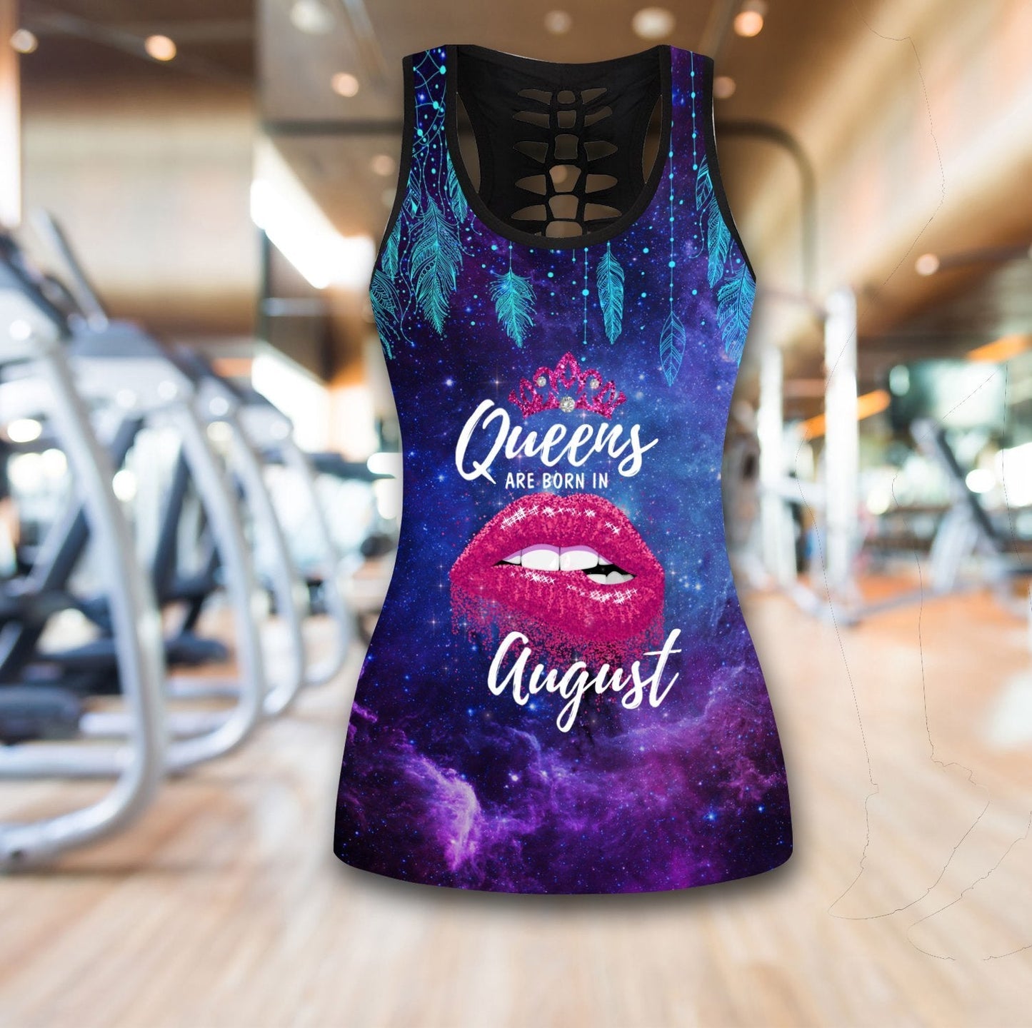 Queens are born in August Galaxy combo legging+tank TR2405208S - Amaze Style™-Apparel