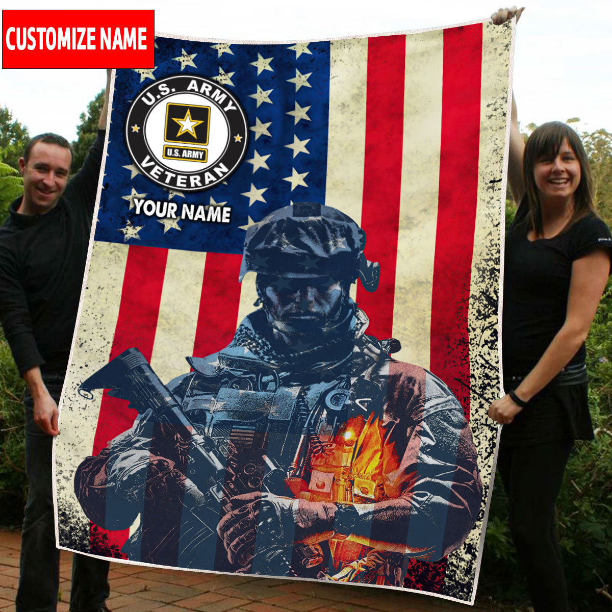 Custom Blanket For United States Army Veteran 3D All Over Printed
