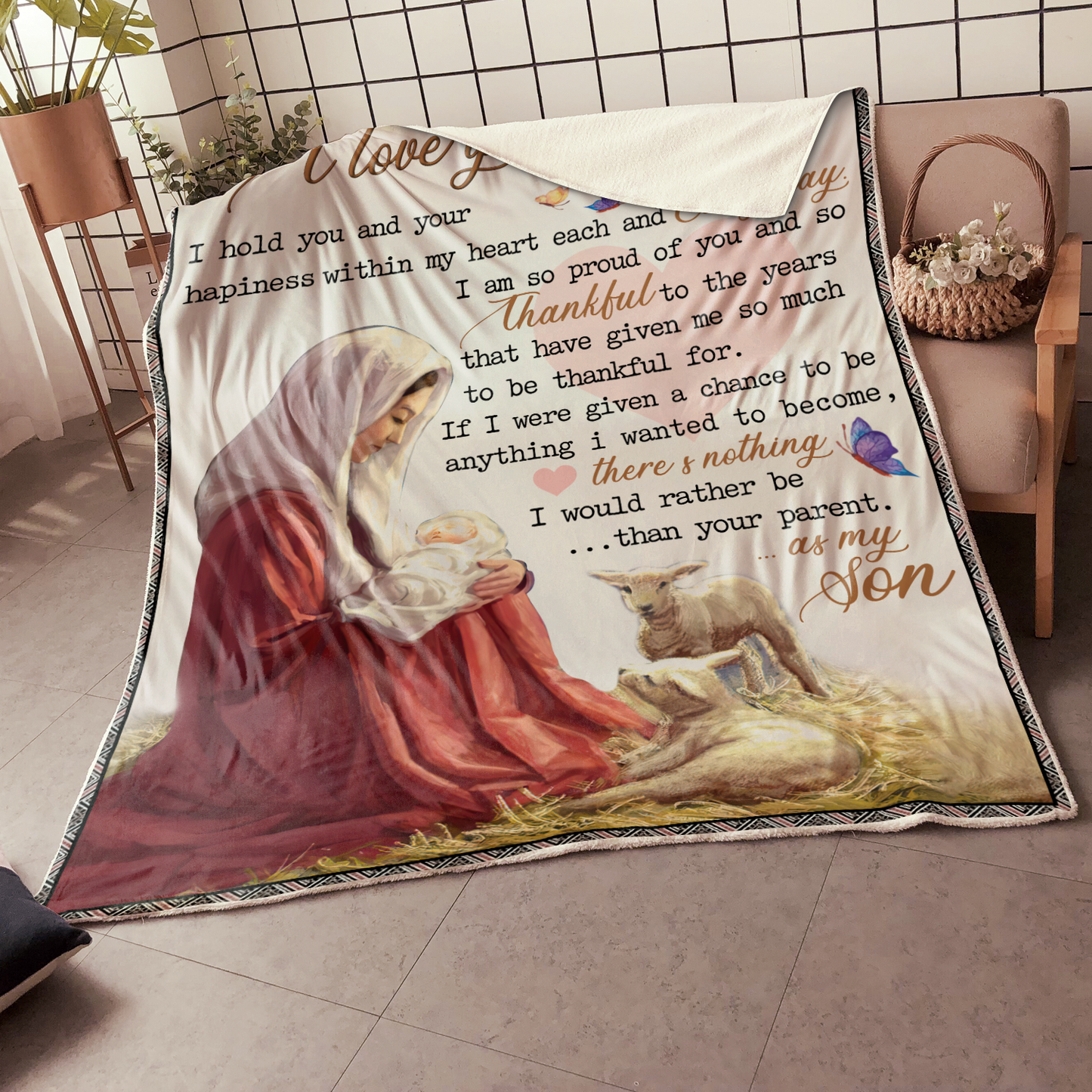 I love you Son Sherpa Blanket TT