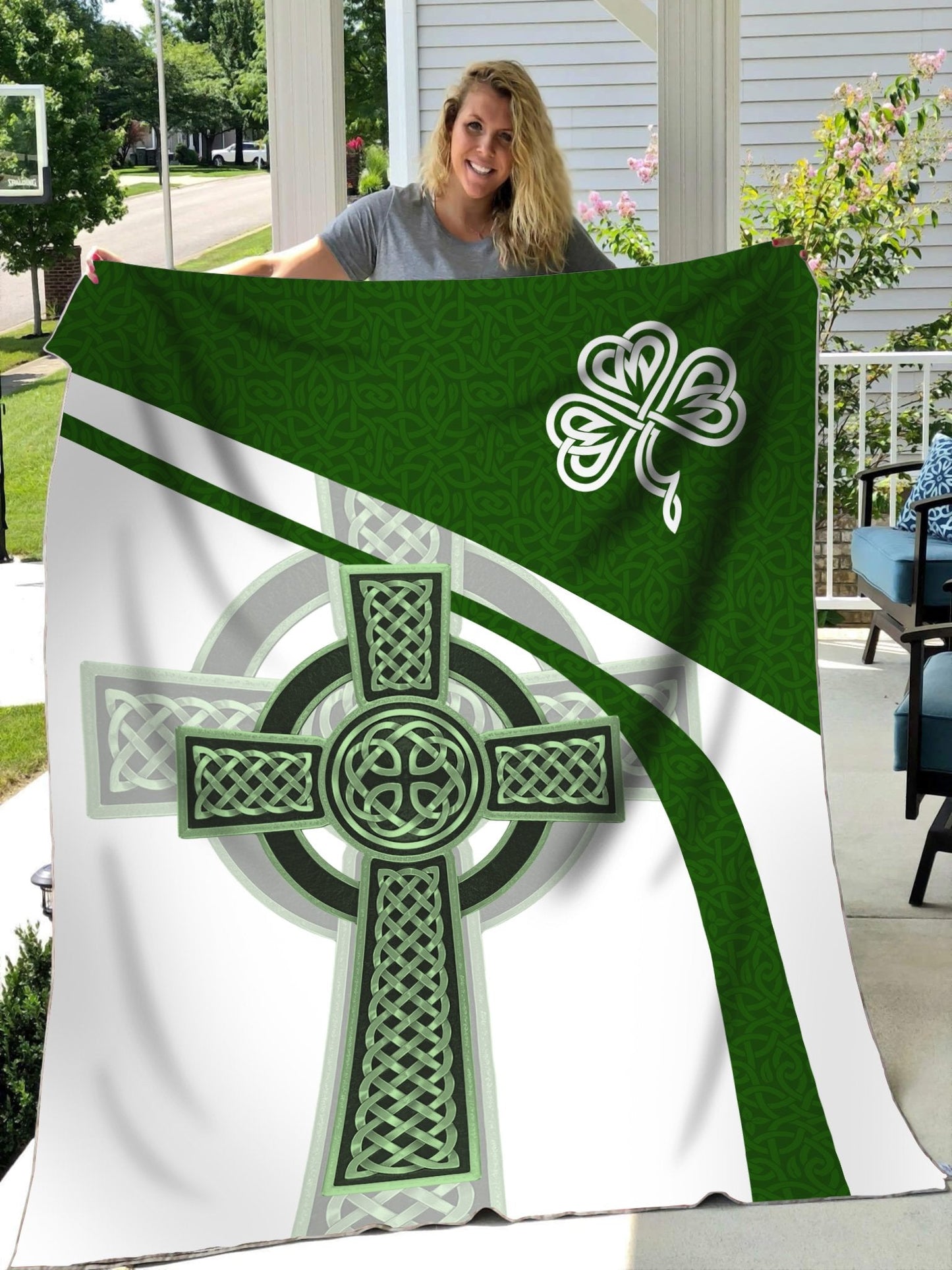 Irish Celtic Knot Cross St.Patrick day 3D Design print Blanket