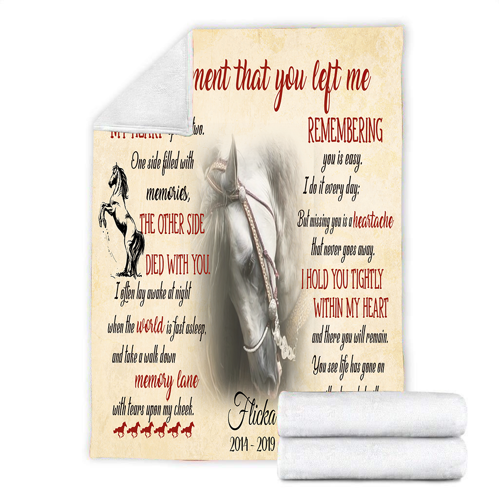 Customzied The Moment That You Left Me My Heart Split In Two Pet Photo Quilt Blanket Memorial Gift
