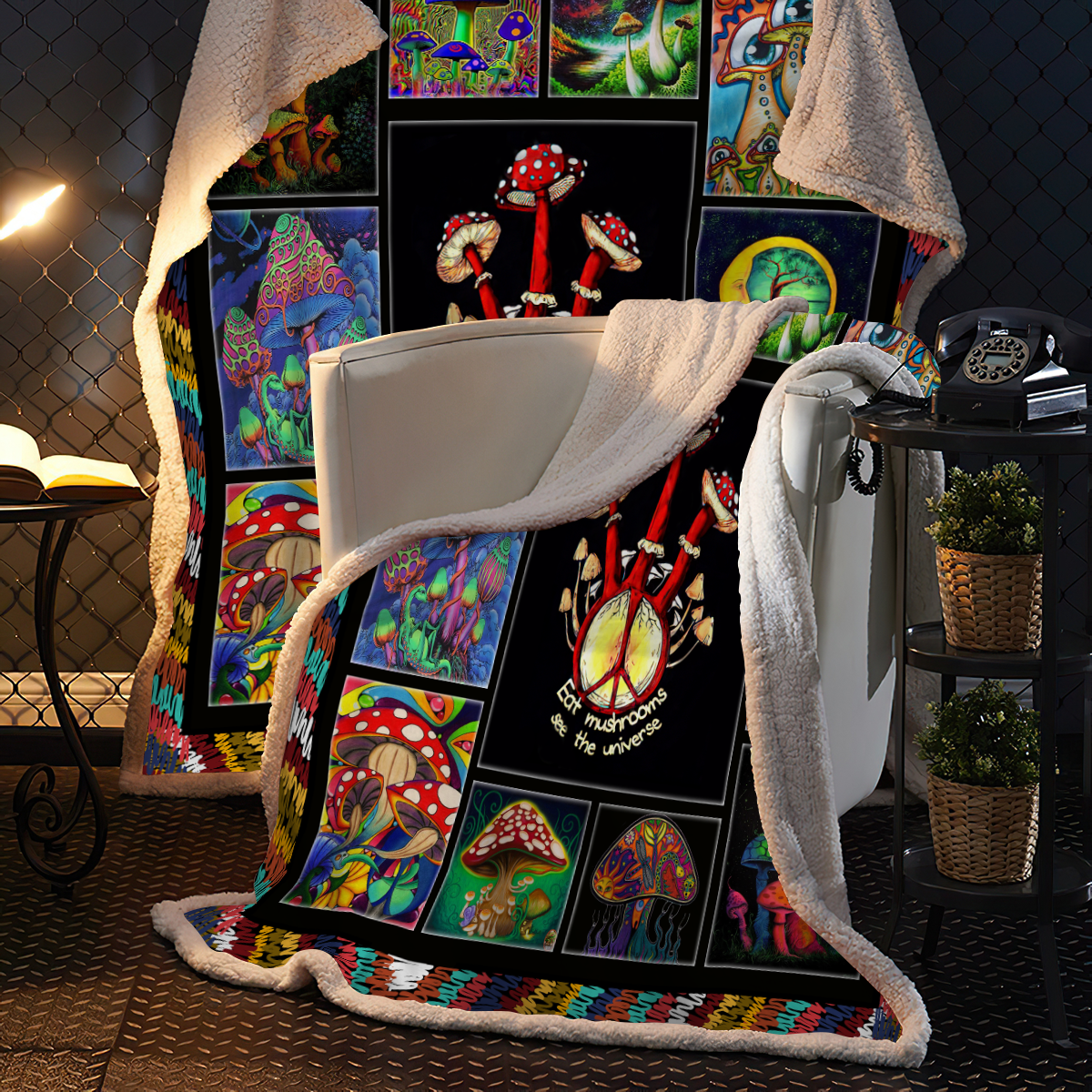 Mushroom 3D All Over Printed Blanket