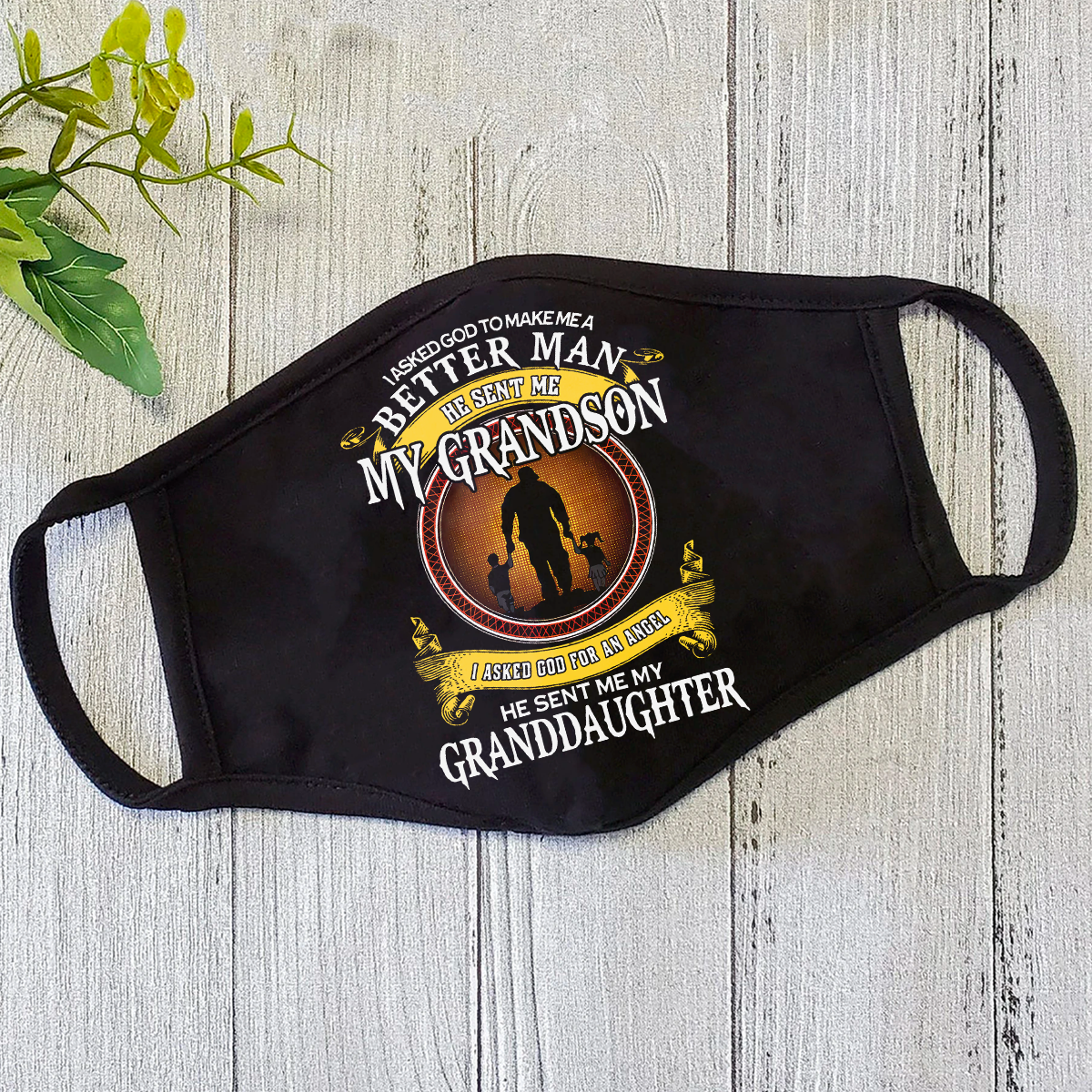 God Sent Me Grandson and Granddaughter Face Mask DL