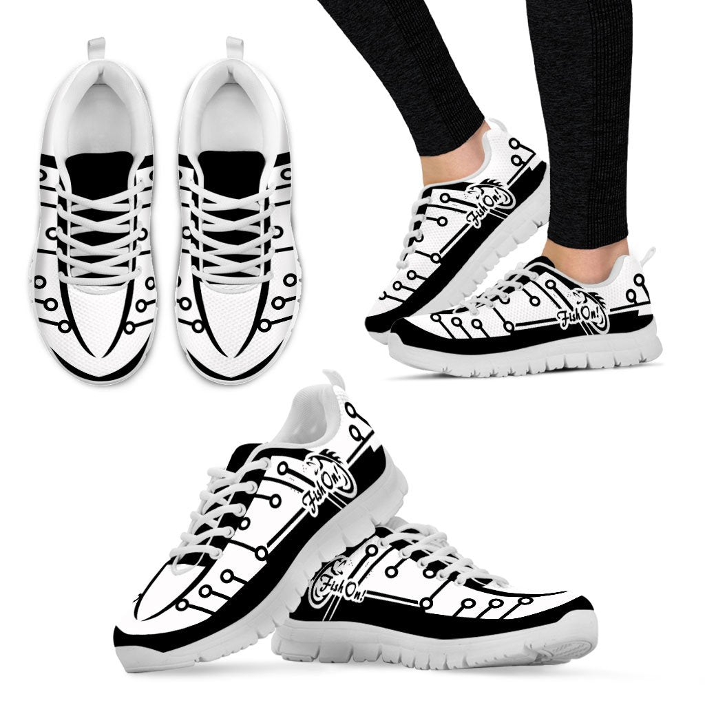 Fish on Black white fishing shoes Low Top Sneaker Shoes