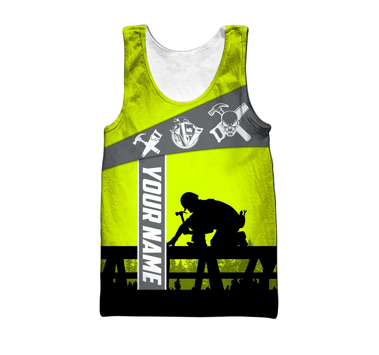 Personalized Name Carpenter 3D All Over Printed Unisex Shirts Green Neon Ver 2