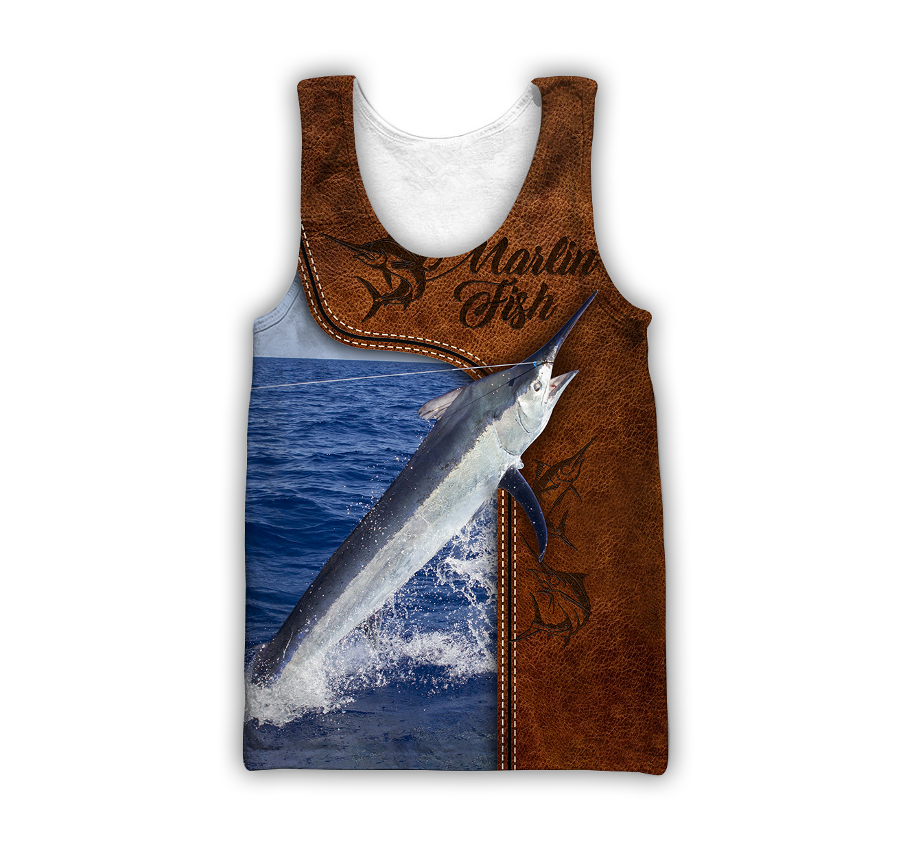 Marlin Fishing water camo Cosplay leather 3D print shirts
