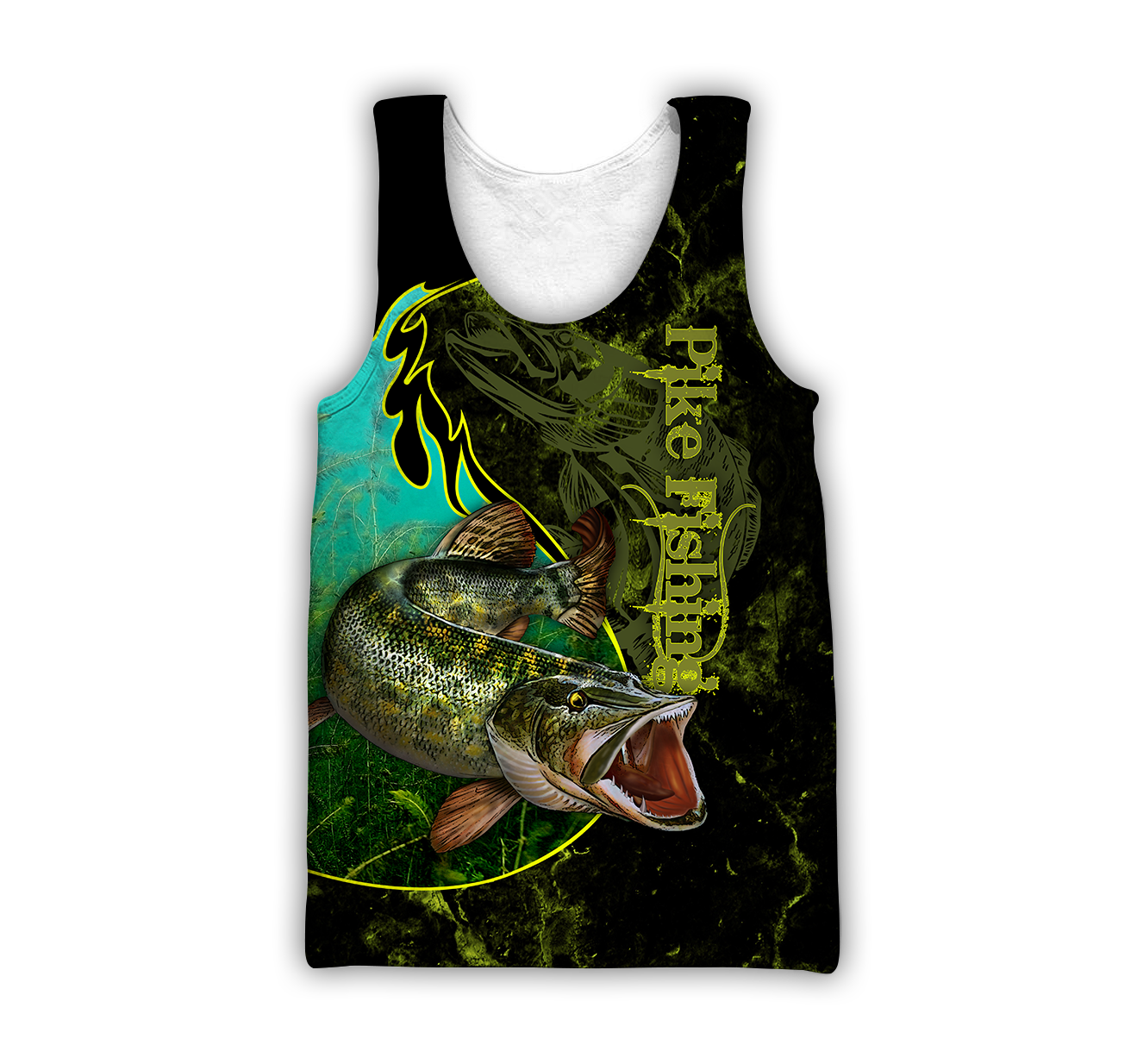 Northern Pike fishing underwater Yinyang camo 3d print shirts