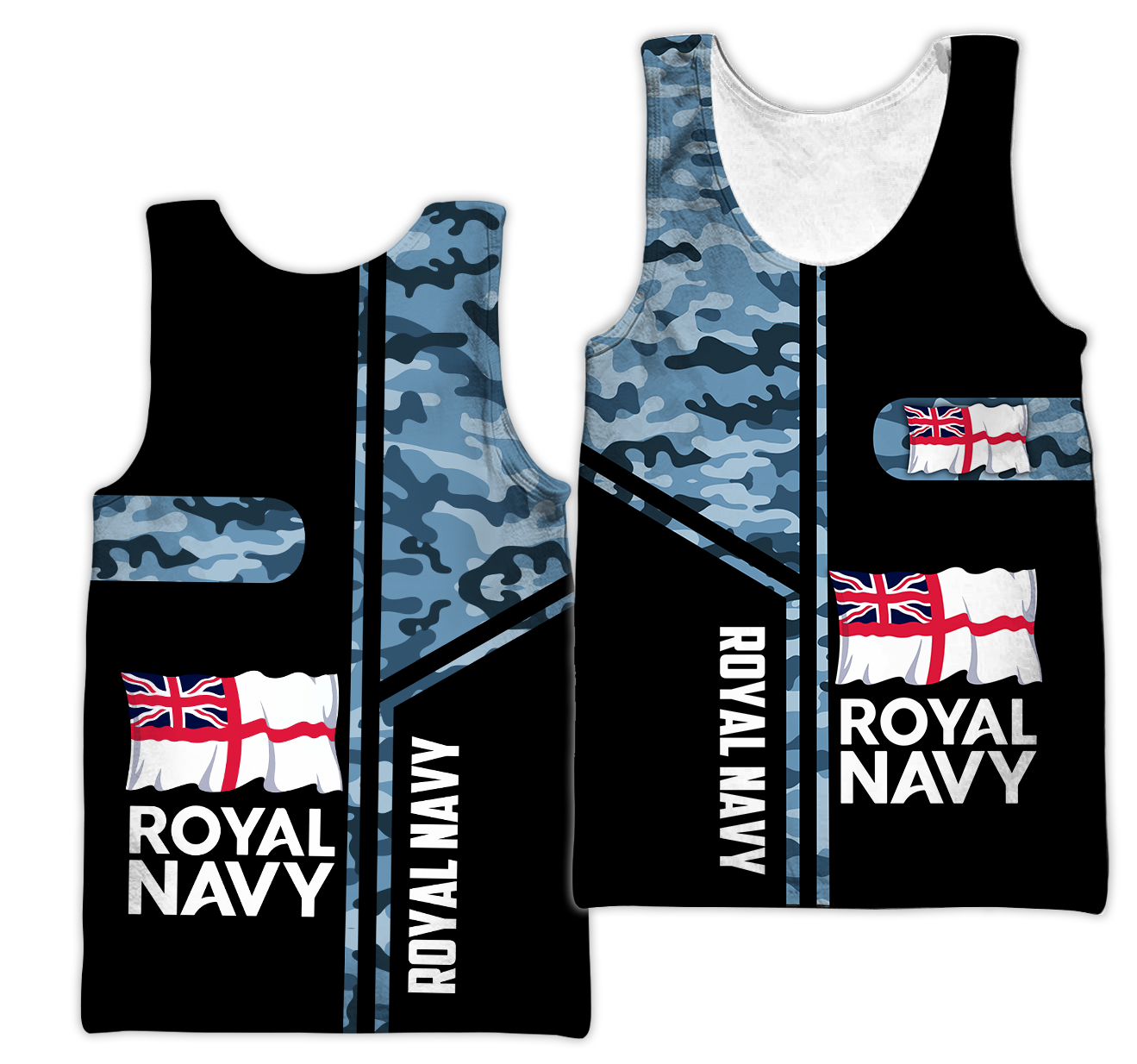 Custom name British Navy Camo 3D Design print shirts