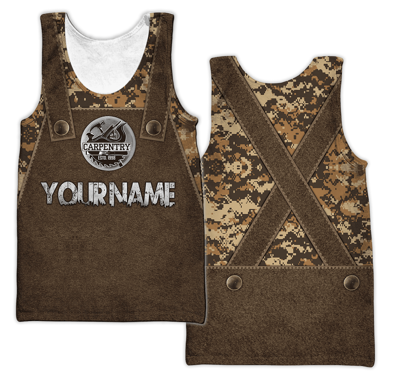 Personalized Name Carpenter 3D All Over Printed Unisex Shirts Camo